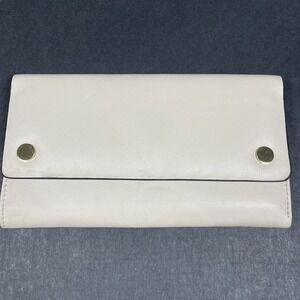 Leather Clutch Wallet Women's Cream Beige 12 CC Slots Chic Slimline Made India